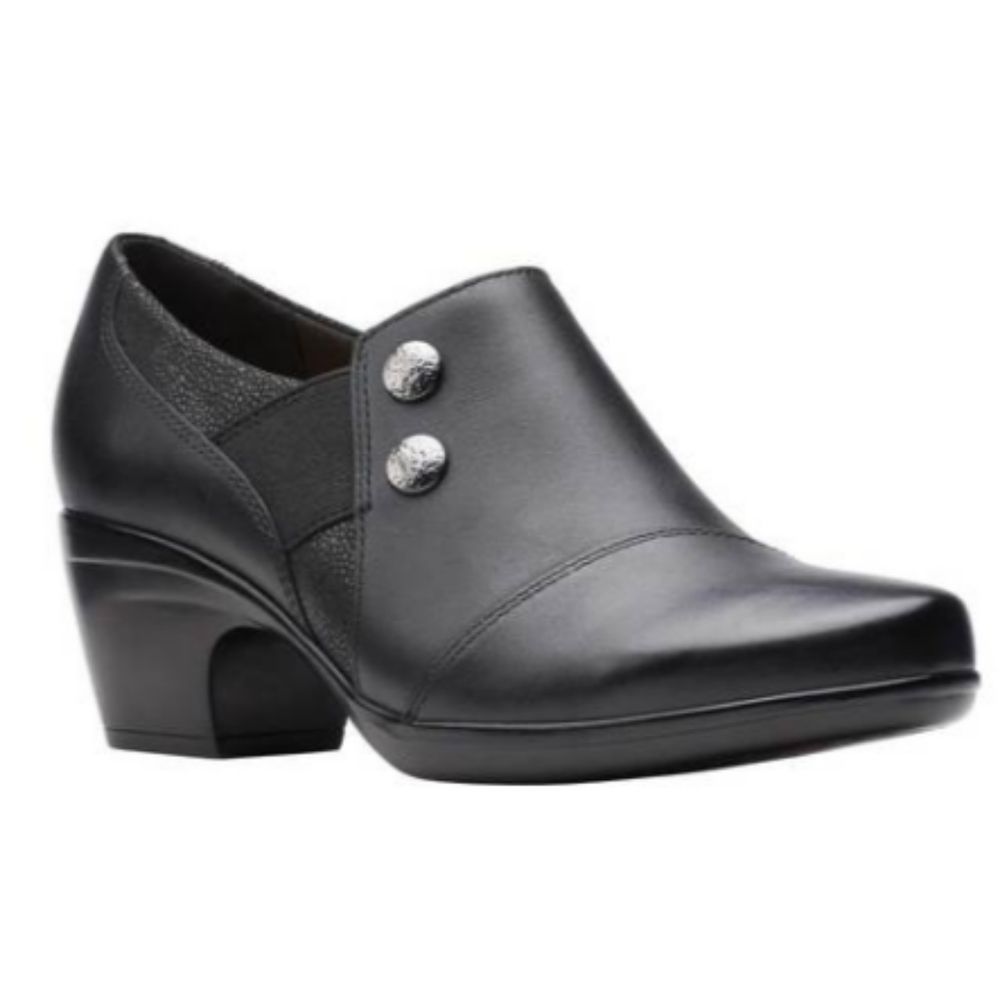 Clarks Womens Emily Beales Leather Dress Heels Black Size 11W